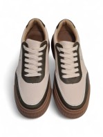 Ανδρικά sneakers ROBINSON μπεζ με λεπτομέρειες λαδί