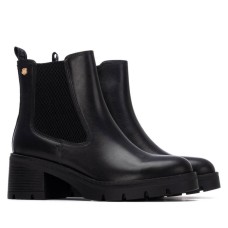 Γυναικεία δερμάτινα μποτάκια chelsea CARMELA μαύρο