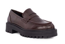 Γυναικεία loafers κροκό SEVEN καφέ