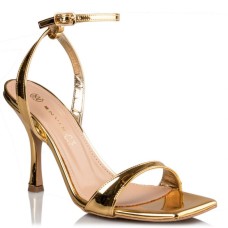 Women's mirror ankle wrap sandals ENVIE gold