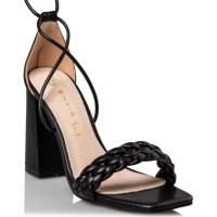 Women's tie up block heels sandals ENVIE black