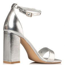 Women's block heel sandals silver